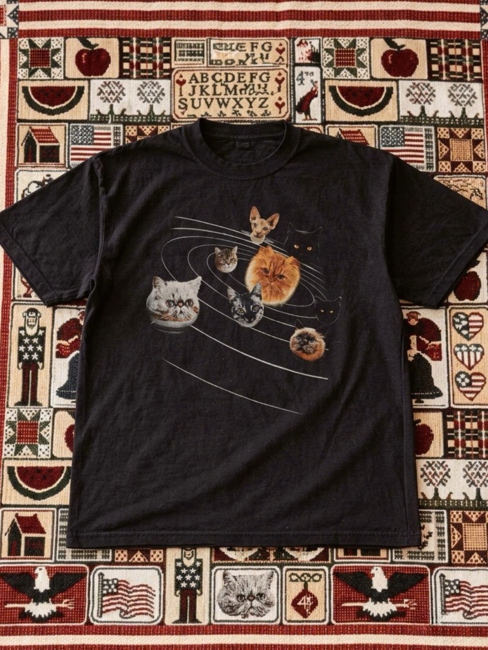 Black Cat Planet Graphic Tee - Cat Lovers T-Shirt